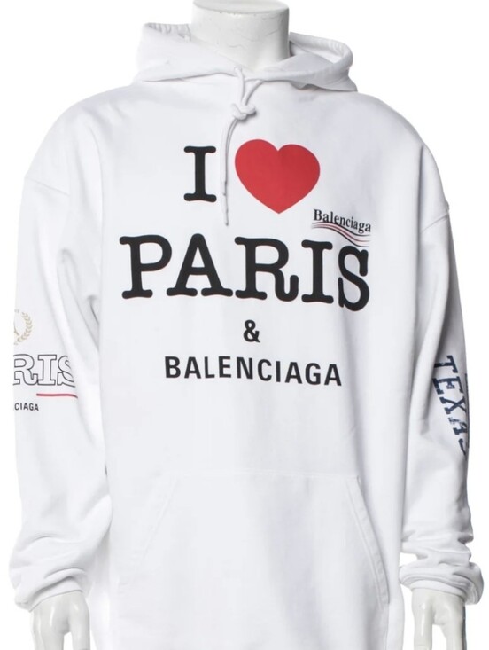 Balenciaga Other - Balenciaga White Crewneck Hoodie with Red Heart 'I ♥ Paris' Graphic/BNWOT/UNISEX